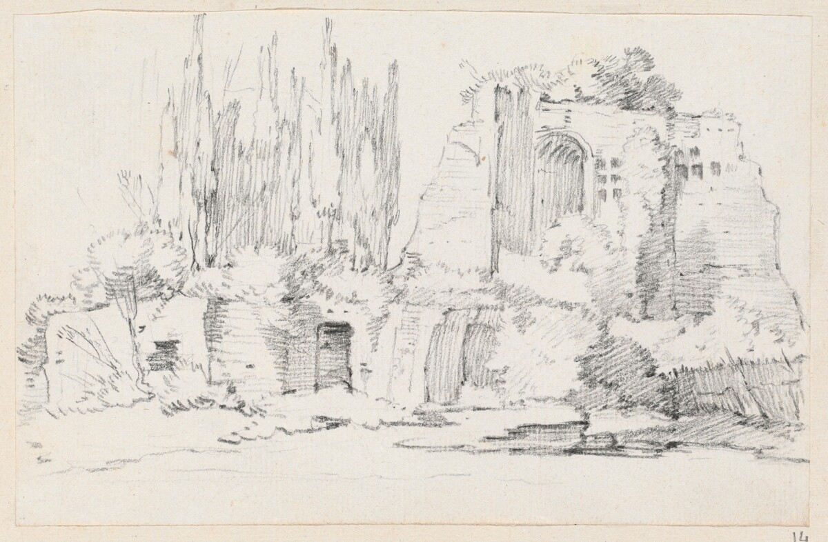Roman Ruins with a Stand of Cypresses by Joseph-Marie Vien