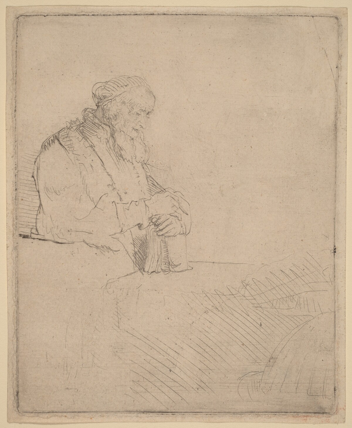 Old Man in Meditation, Leaning on a Book by Rembrandt van Rijn