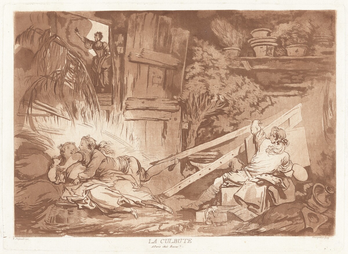 La Culbute (The Tumble) by François-Philippe Charpentier after Jean-Honoré Fragonard, published by Pierre-François Basan