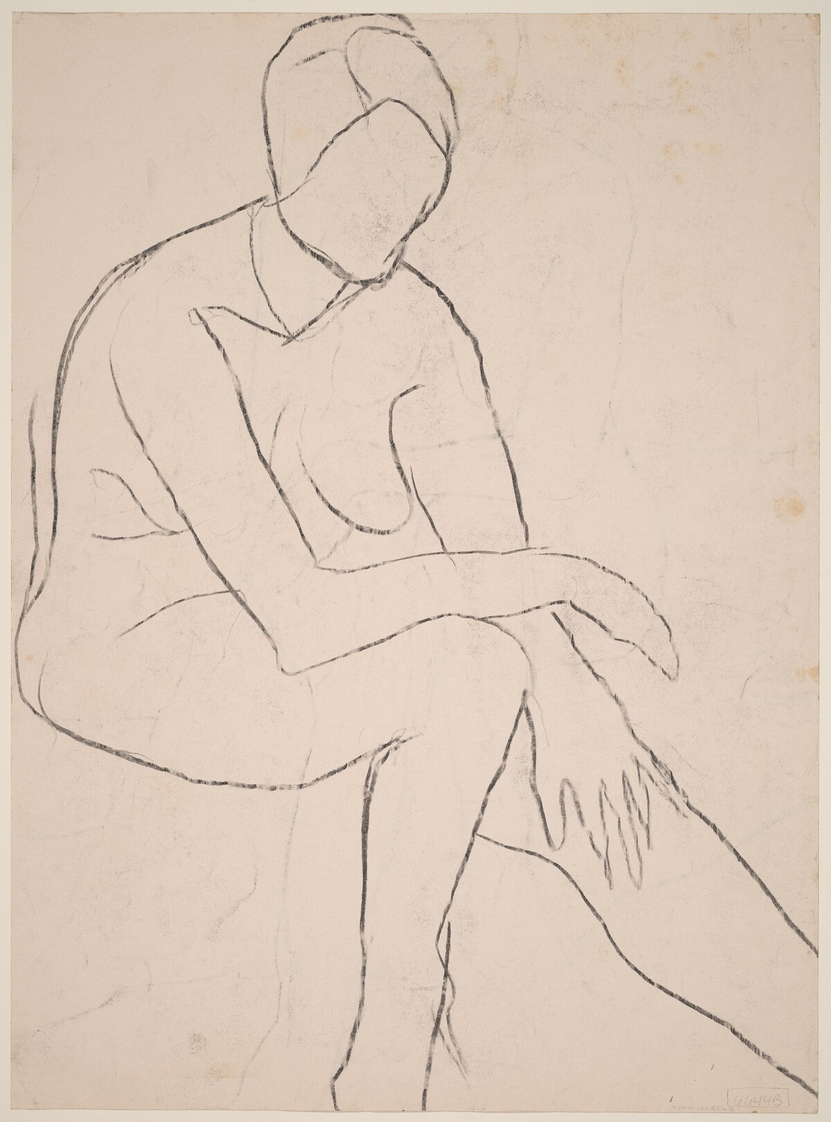 Untitled [seated female nude resting arm on left knee] [verso] by Richard Diebenkorn
