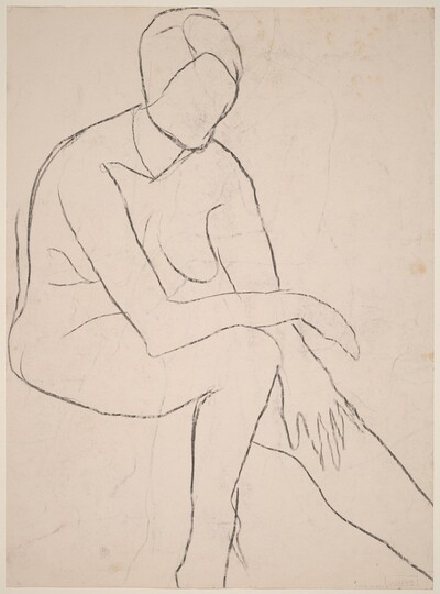 Untitled [seated female nude resting arm on left knee] [verso]