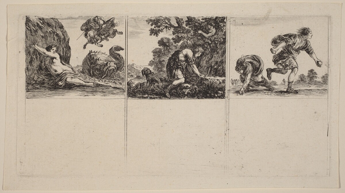 Perseus and Andromeda; Cephalus and Procris; Hippomene and Atalantus by Stefano Della Bella
