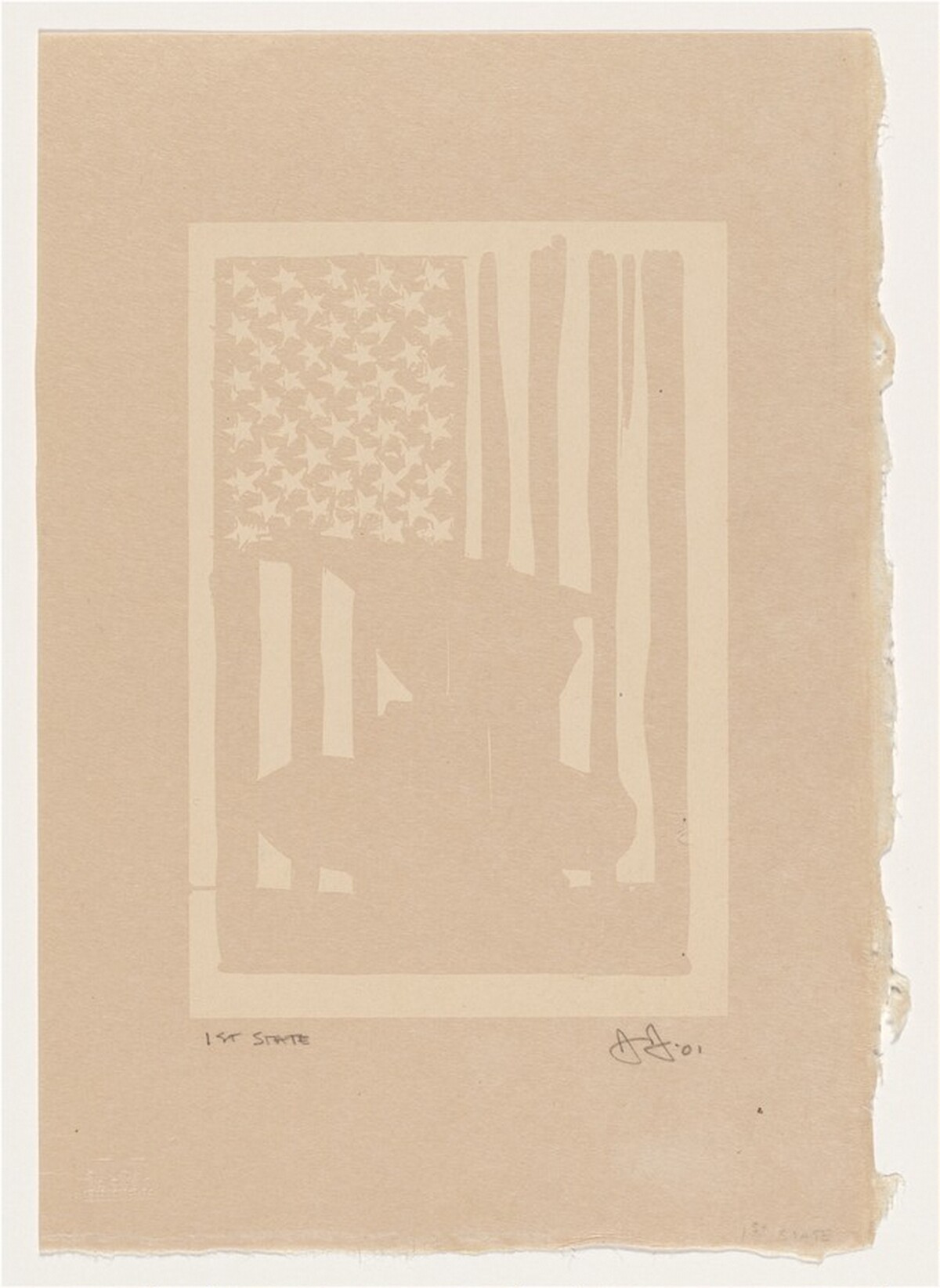 Flag and Vase [state proof of 1st state] by Jasper Johns