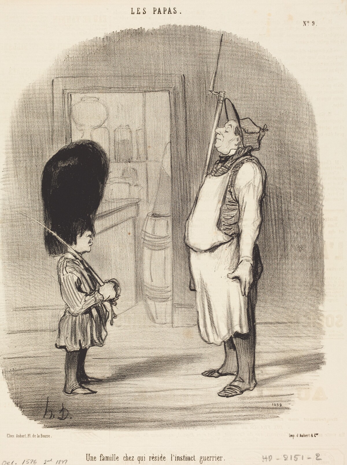 Une Famille chez qui réside l'instinct guerrier by Honoré Daumier