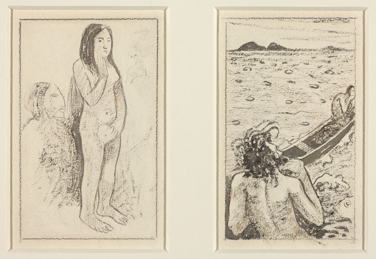 Parau No Te Varau Ino (left); Tahitian Legend (right) by Paul Gauguin