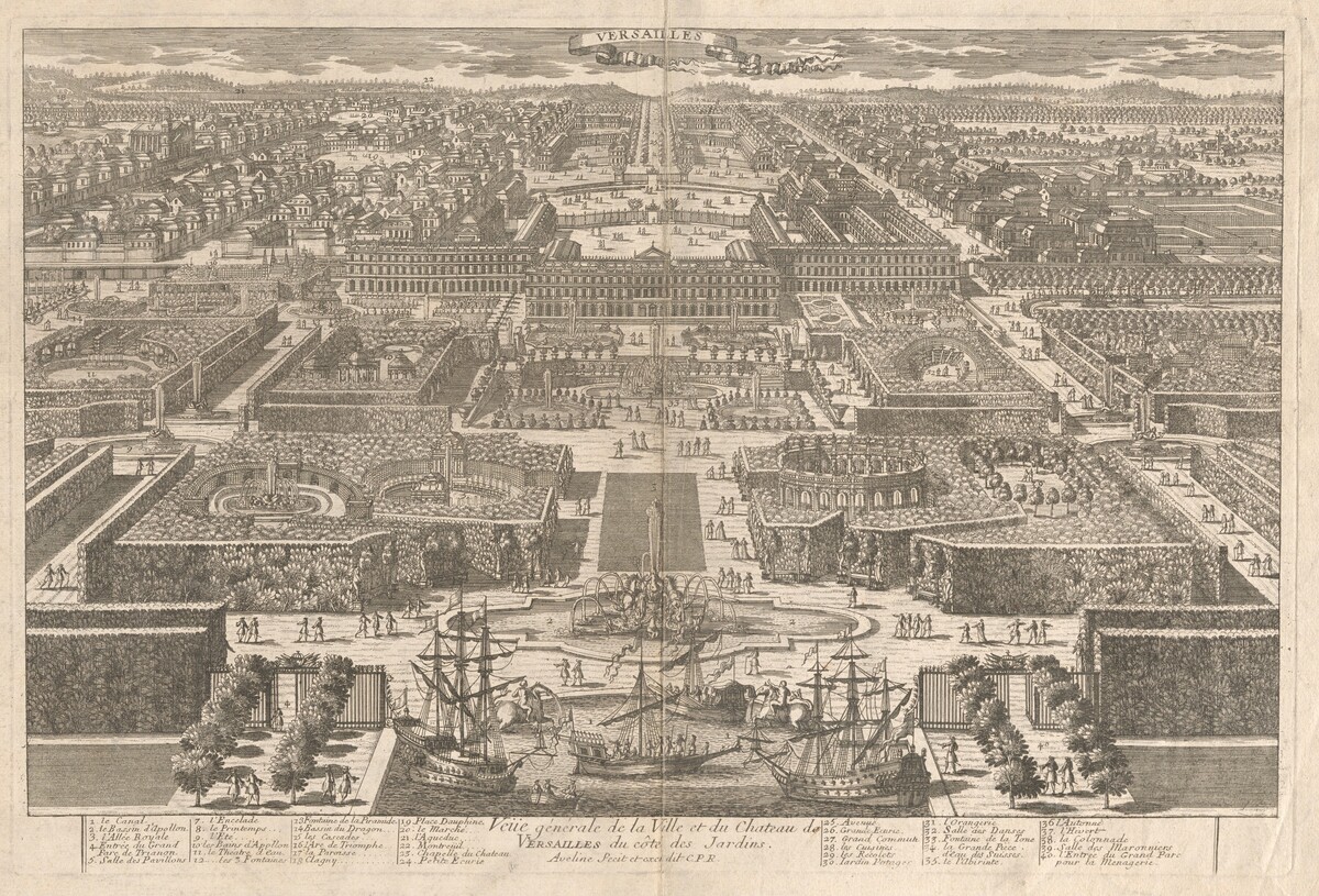 Veüe générale de la Ville et du Chateau de Versailles du côté des Jardins (View of Versailles) by Pierre Aveline the Elder