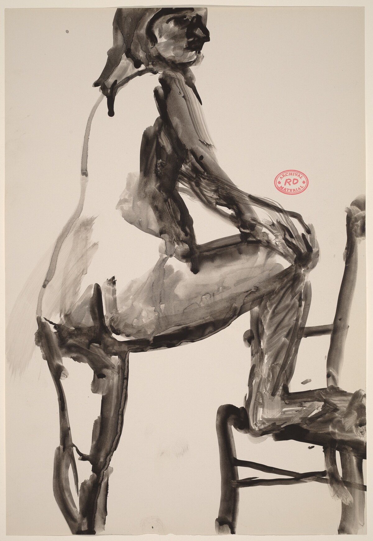 Untitled [standing female nude with right foot in chair] by Richard Diebenkorn