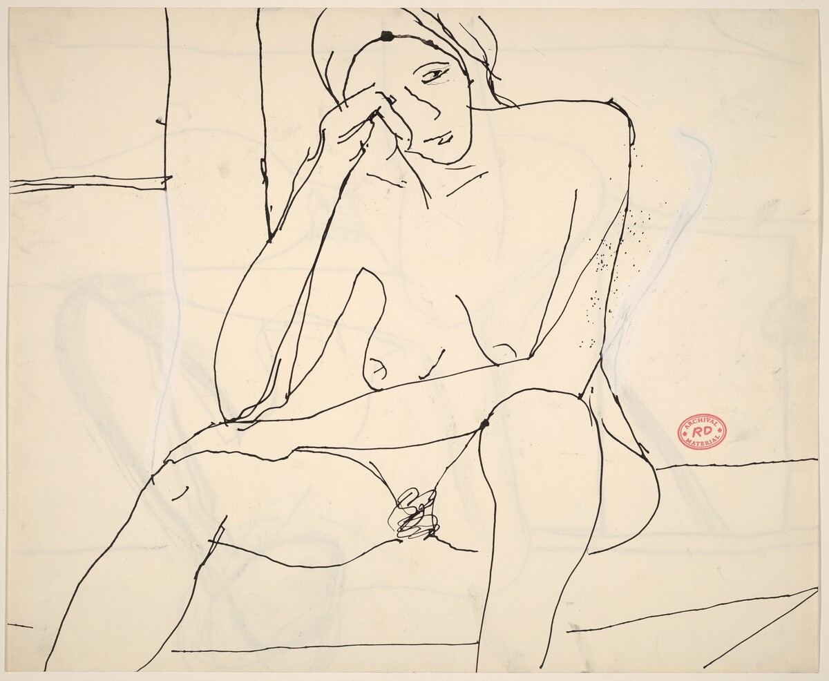 Untitled [seated nude resting her head upon her right hand] [recto] by Richard Diebenkorn