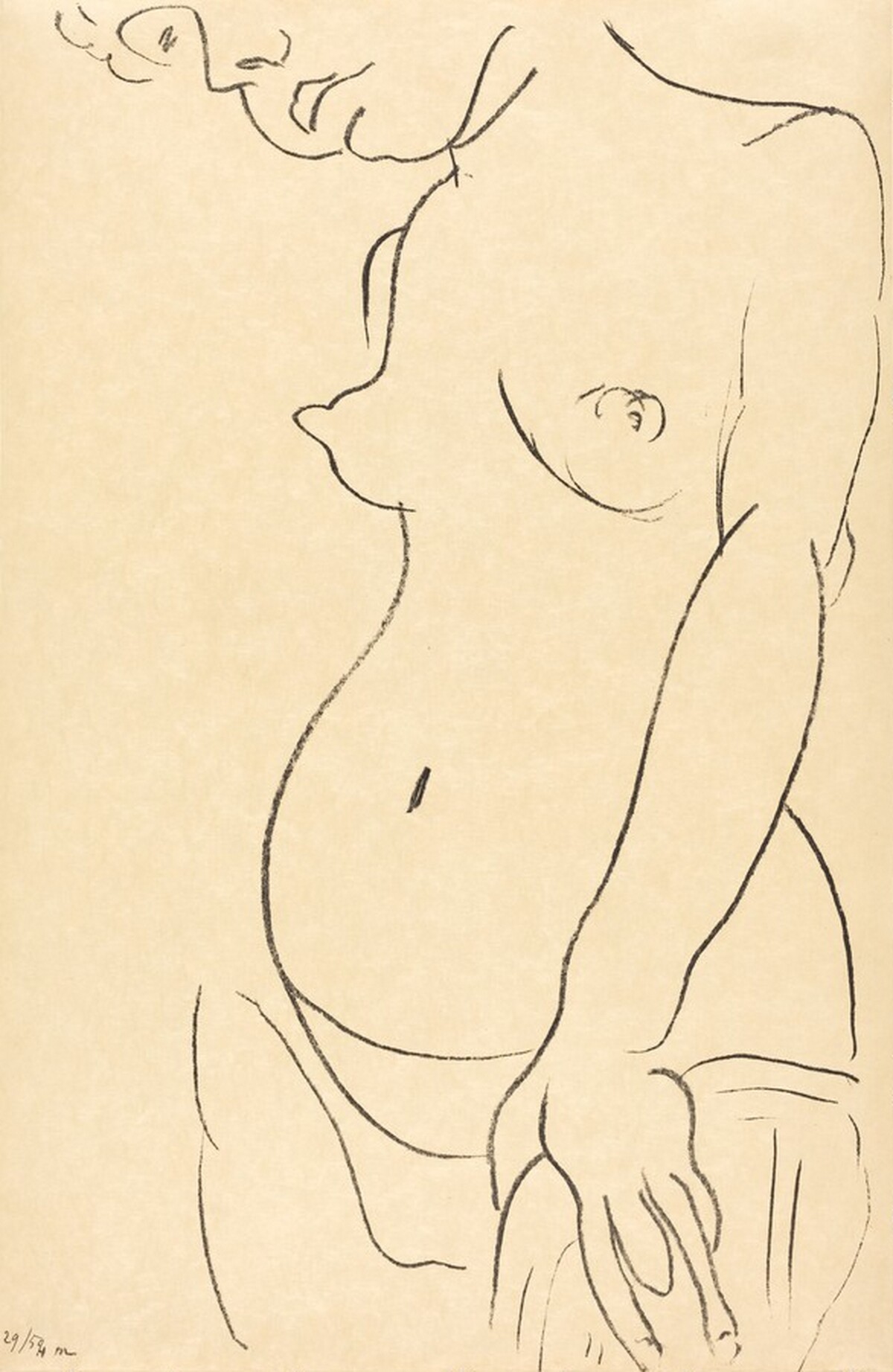Nude in Three-Quarters with Part of Her Head Cropped Off (Nu de trois-quarts, une partie de la tête coupée) by Henri Matisse