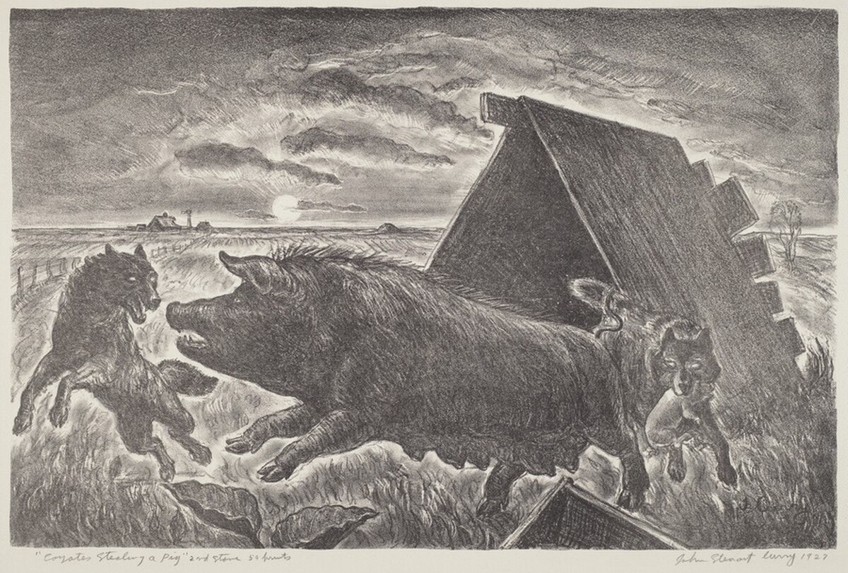 Coyotes Stealing a Pig by John Steuart Curry