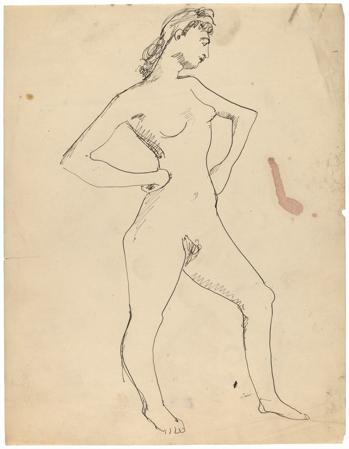 Standing Nude Turned to the Right, Hands on Hips by Mark Rothko