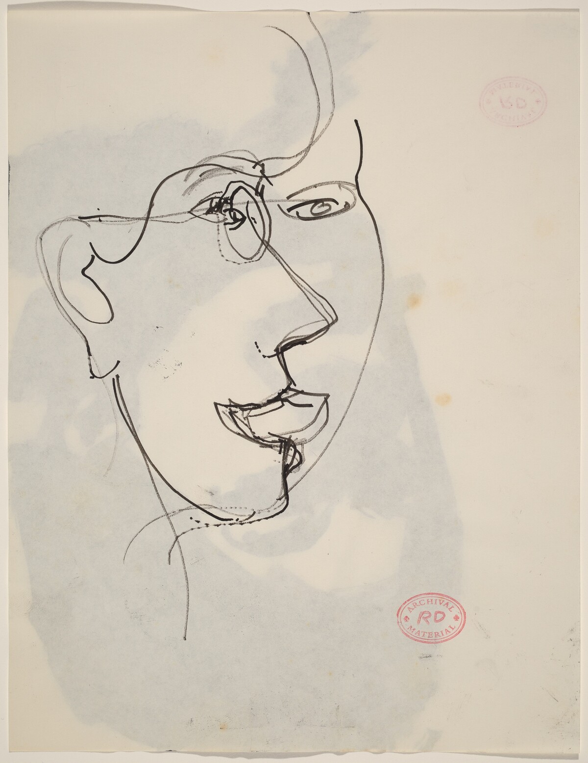 Untitled [head seen simultaneously from two points of view] [verso] by Richard Diebenkorn