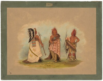 A Pawnee Chief with Two Warriors
