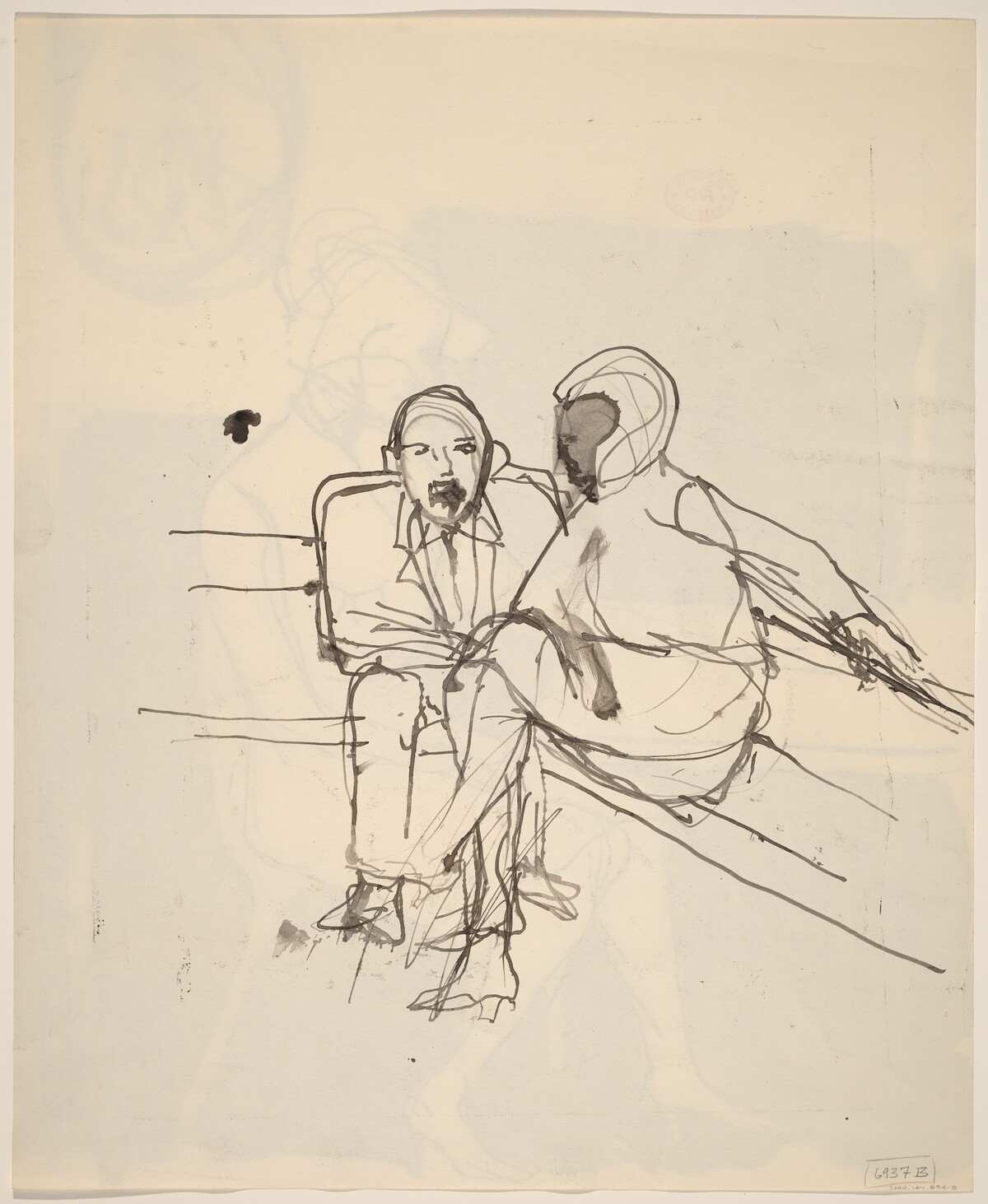 Untitled [a woman and a man seated together] [verso] by Richard Diebenkorn