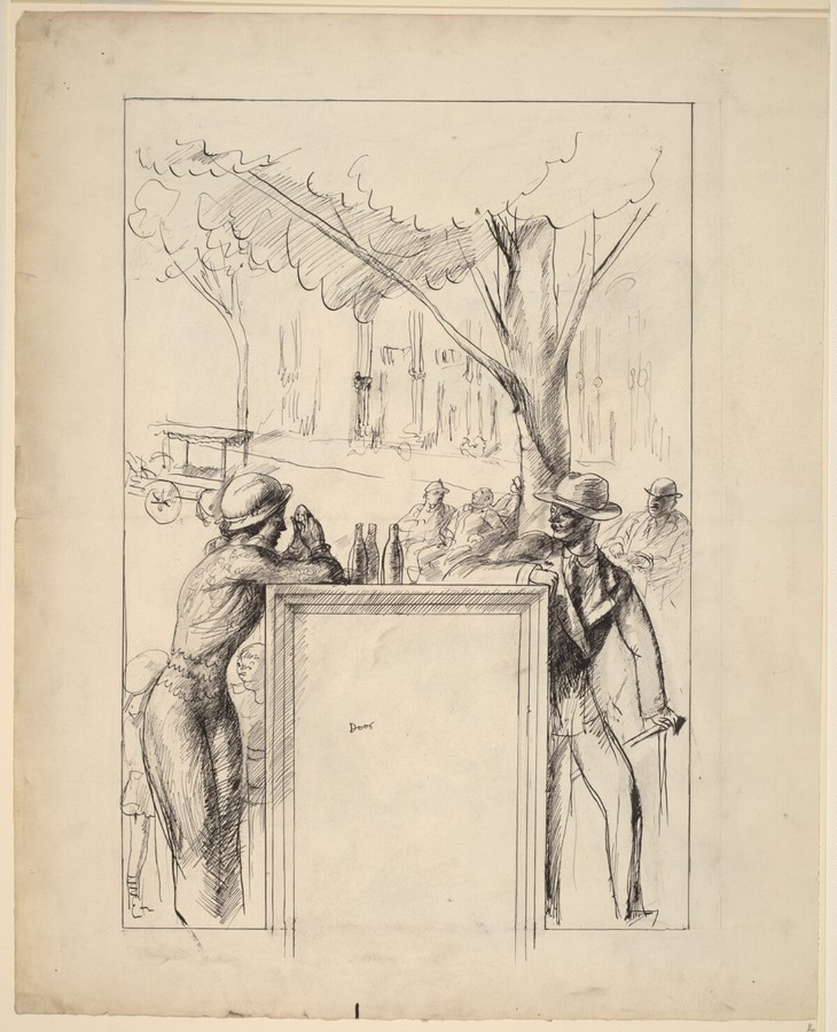 Study for Saratoga Springs, NY, Post Office Mural [recto] by Guy Pène du Bois