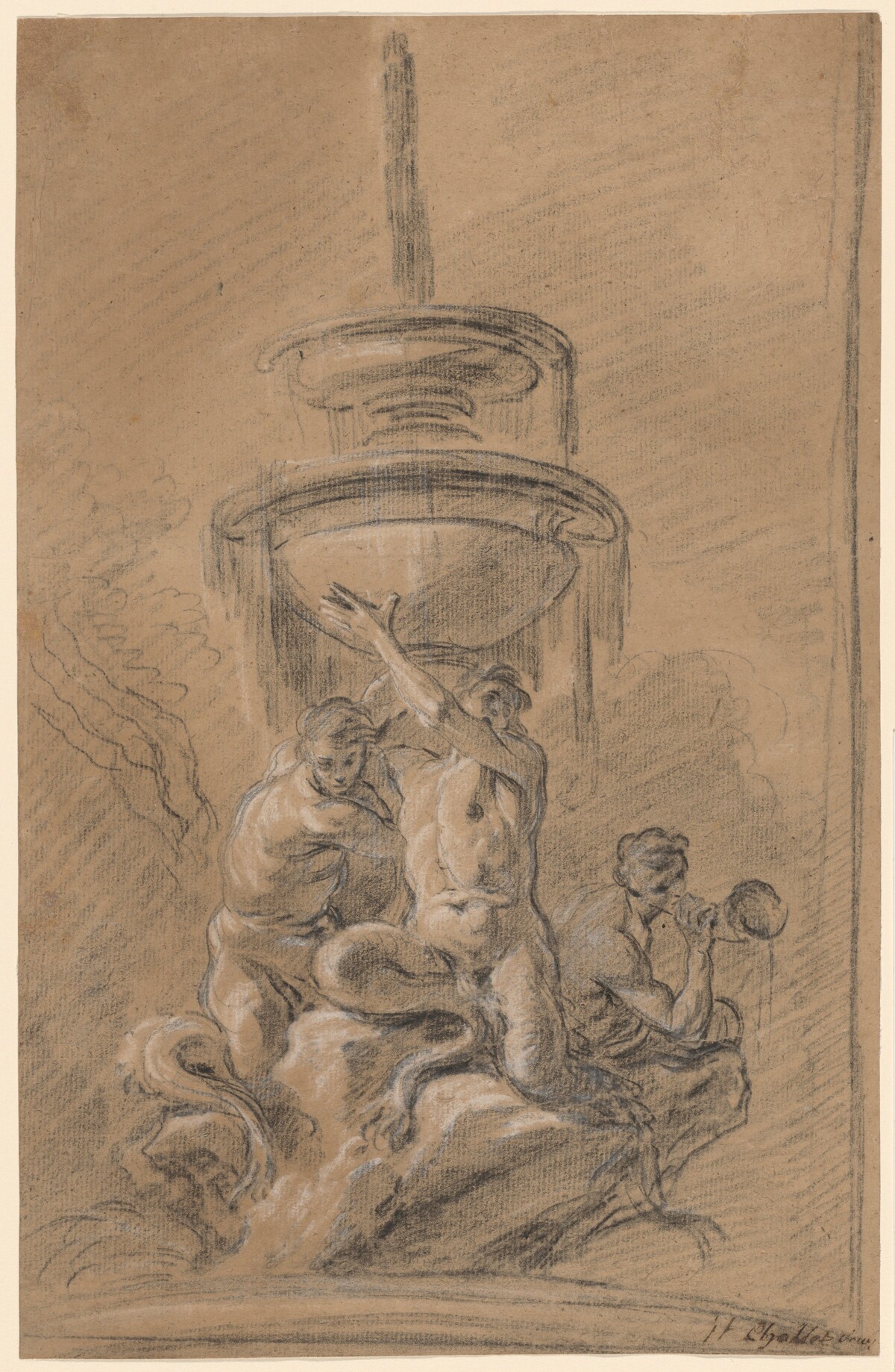 A Fountain with Three Tritons by Joseph Ignace François Parrocel