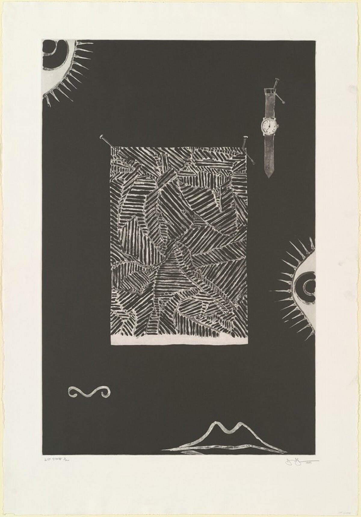 Face with Watch [state proof of 2nd state] by Jasper Johns