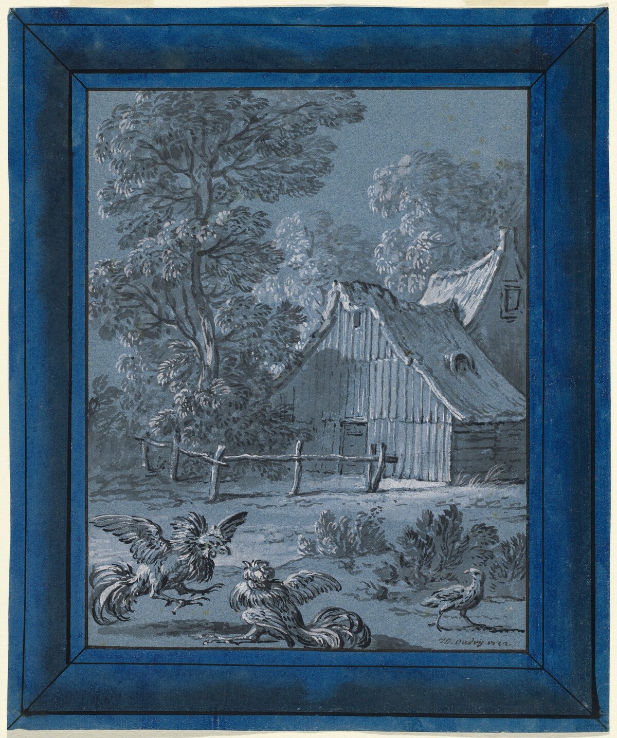 The Partridge and the Cocks by Jean-Baptiste Oudry