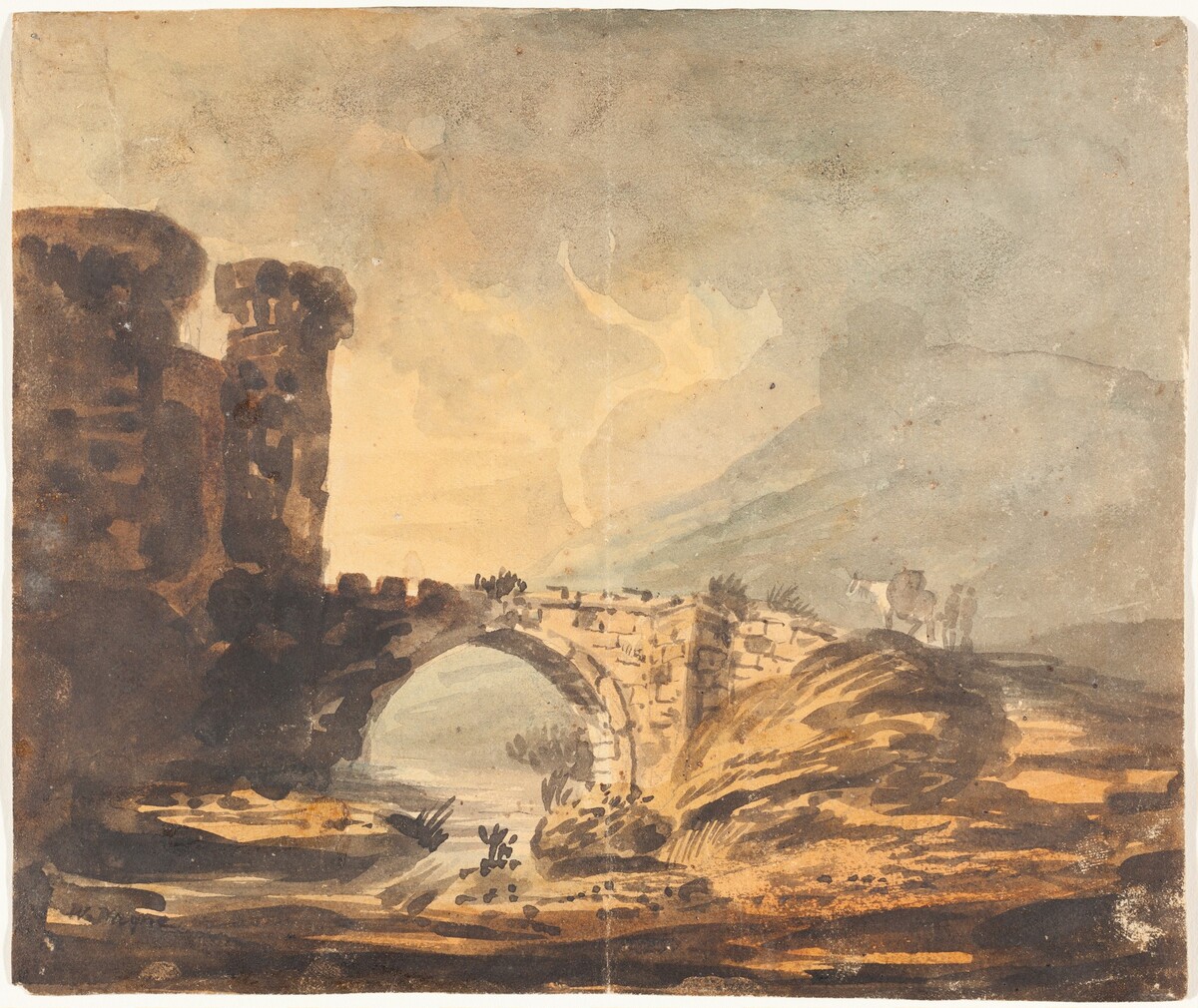 Landscape with a Castle and Bridge by William Payne