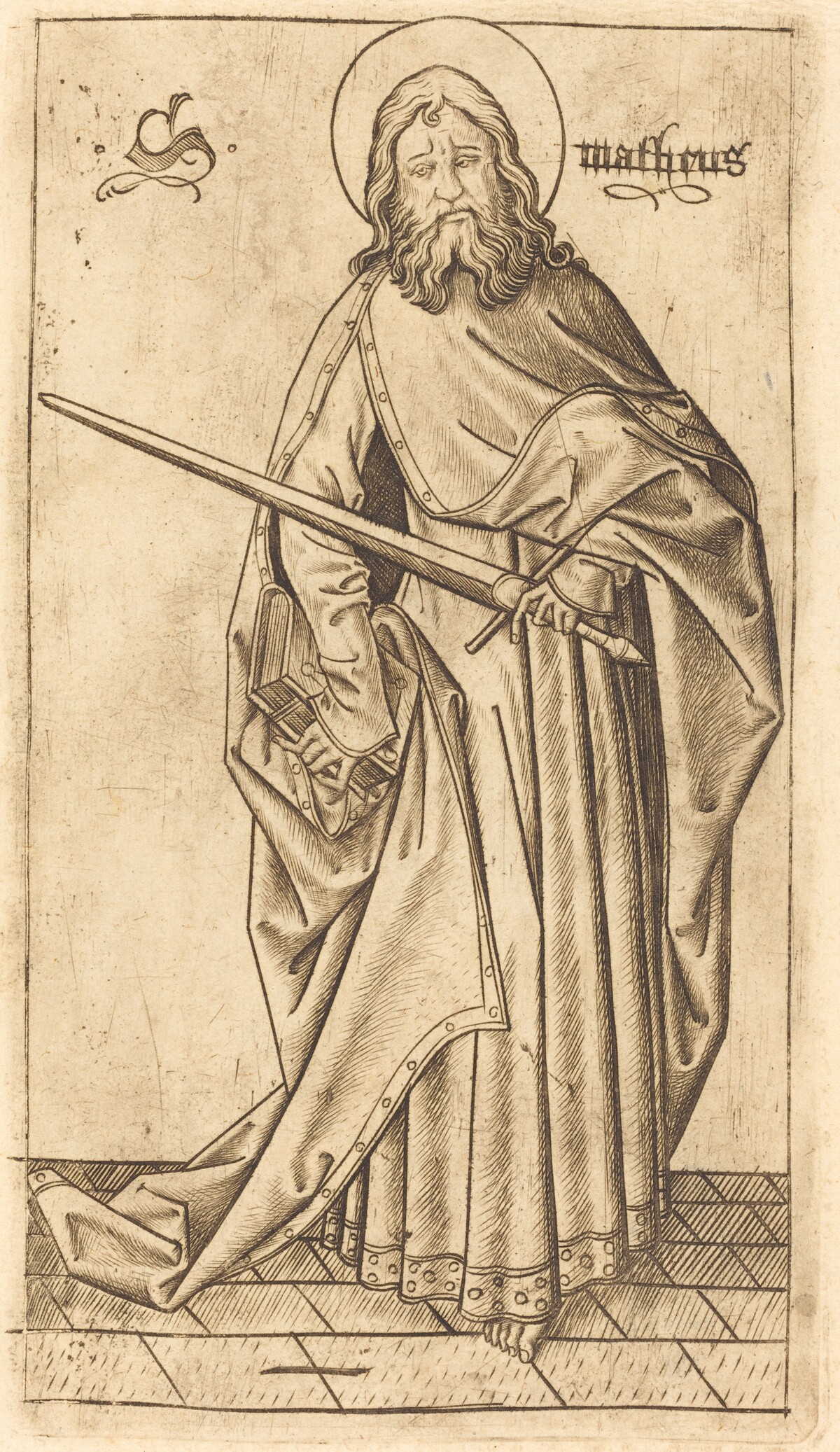 Saint Paul (?) or Saint Matthew (?) by Israhel van Meckenem after Master E.S.