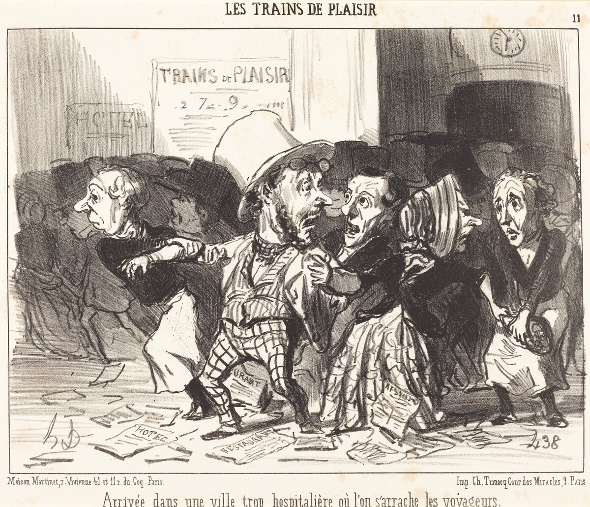 Arrivée dans une ville trop hospitalière... by Honoré Daumier