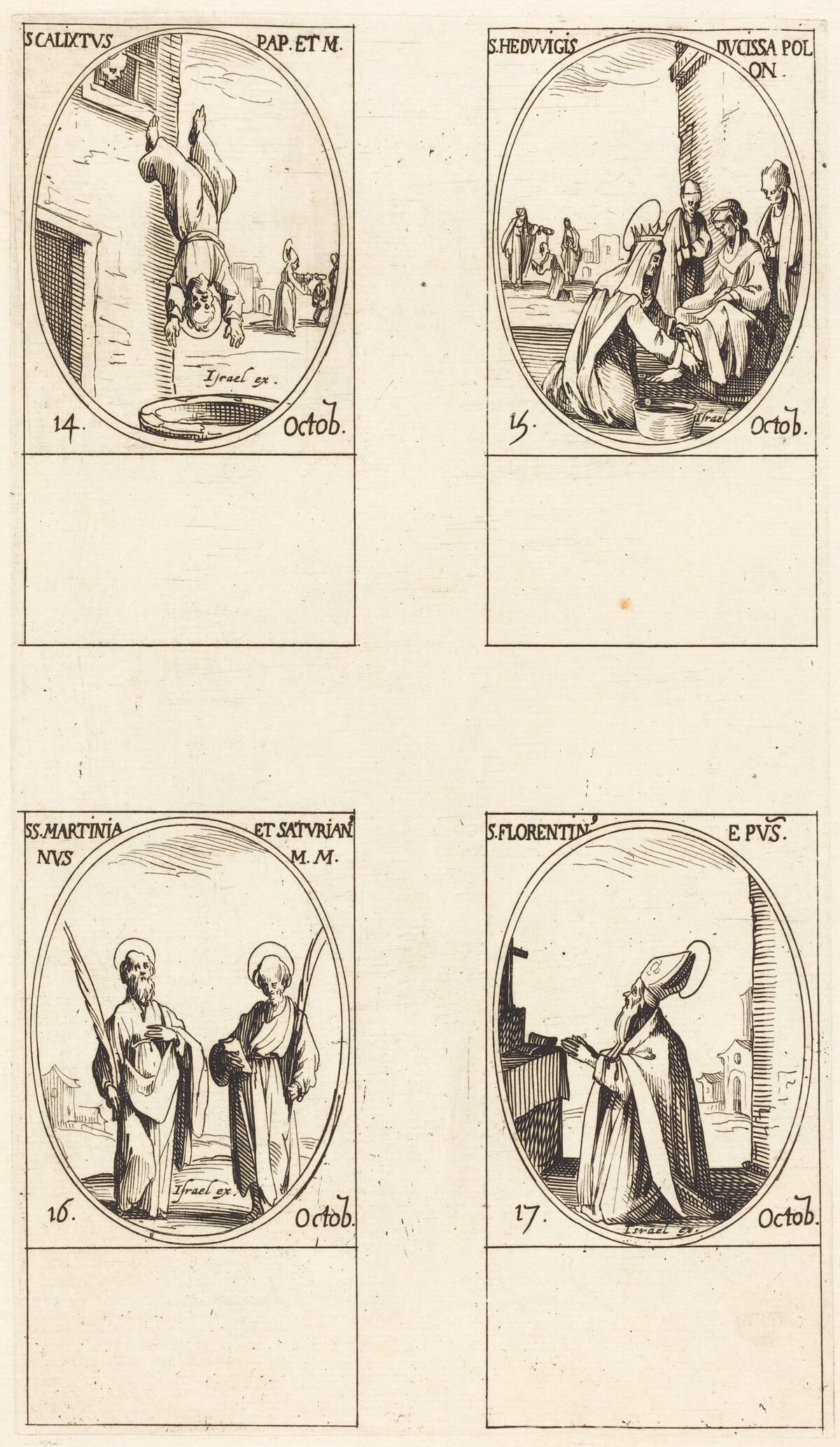 St. Calixtus; St. Hedwiges; Sts. Martinian and Saturian; St. Florentinus by Jacques Callot
