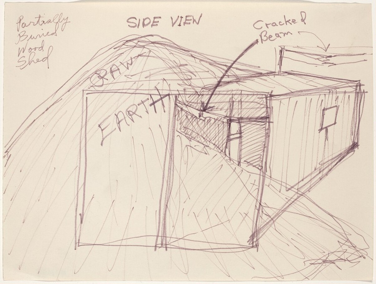 Partially Buried Woodshed [lower left] by Robert Smithson