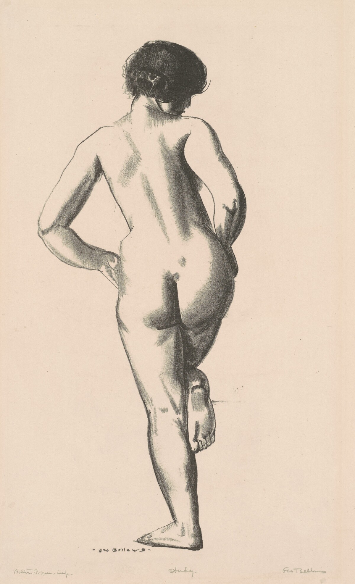 Nude Study, Girl Standing on One Foot by George Wesley Bellows