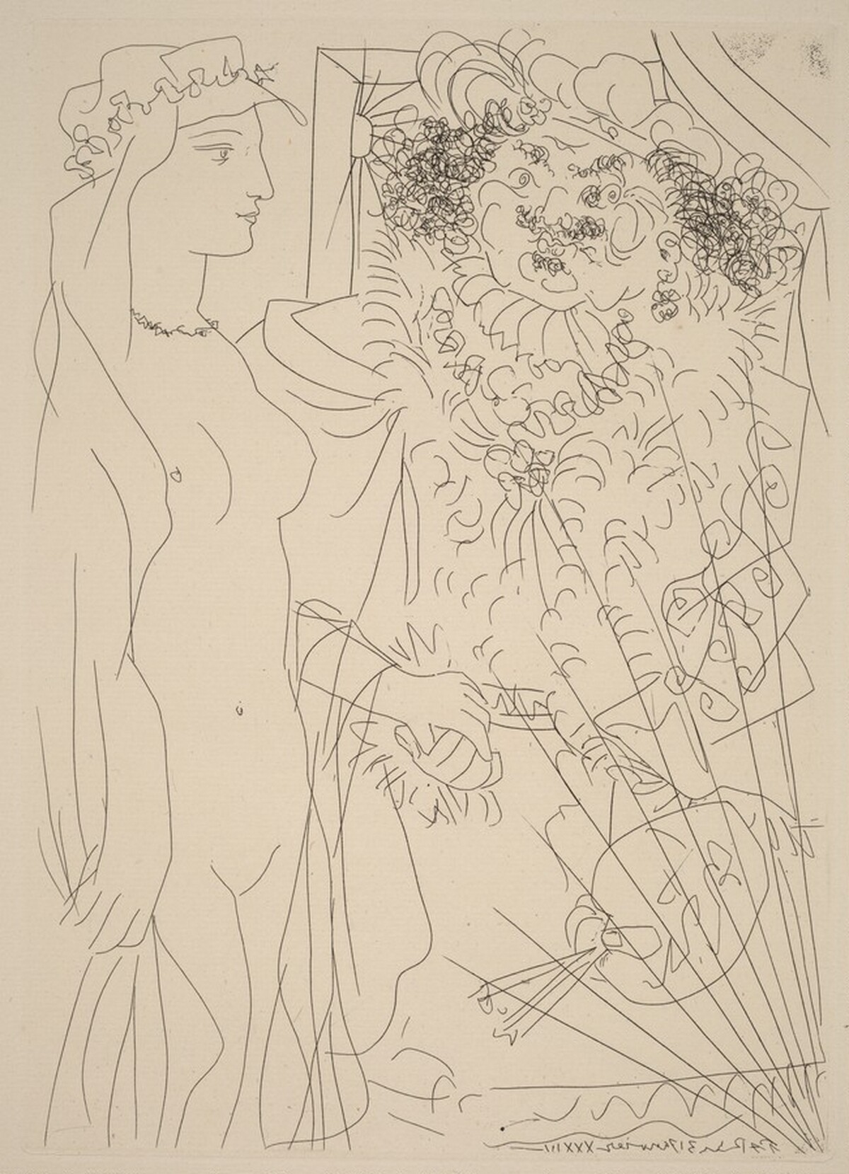 Rembrandt Takes a Young Veiled Woman by the Hand (Rembrandt tenant par la main un jeune femme au voile) by Pablo Picasso