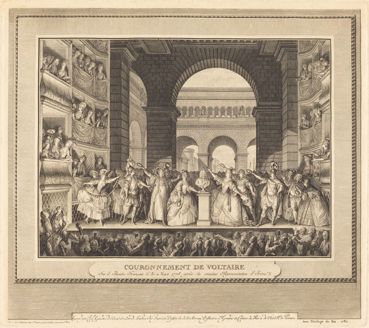 Couronnement de Voltaire (The Crowning of Voltaire) by Charles-Etienne Gaucher after Jean-Michel Moreau