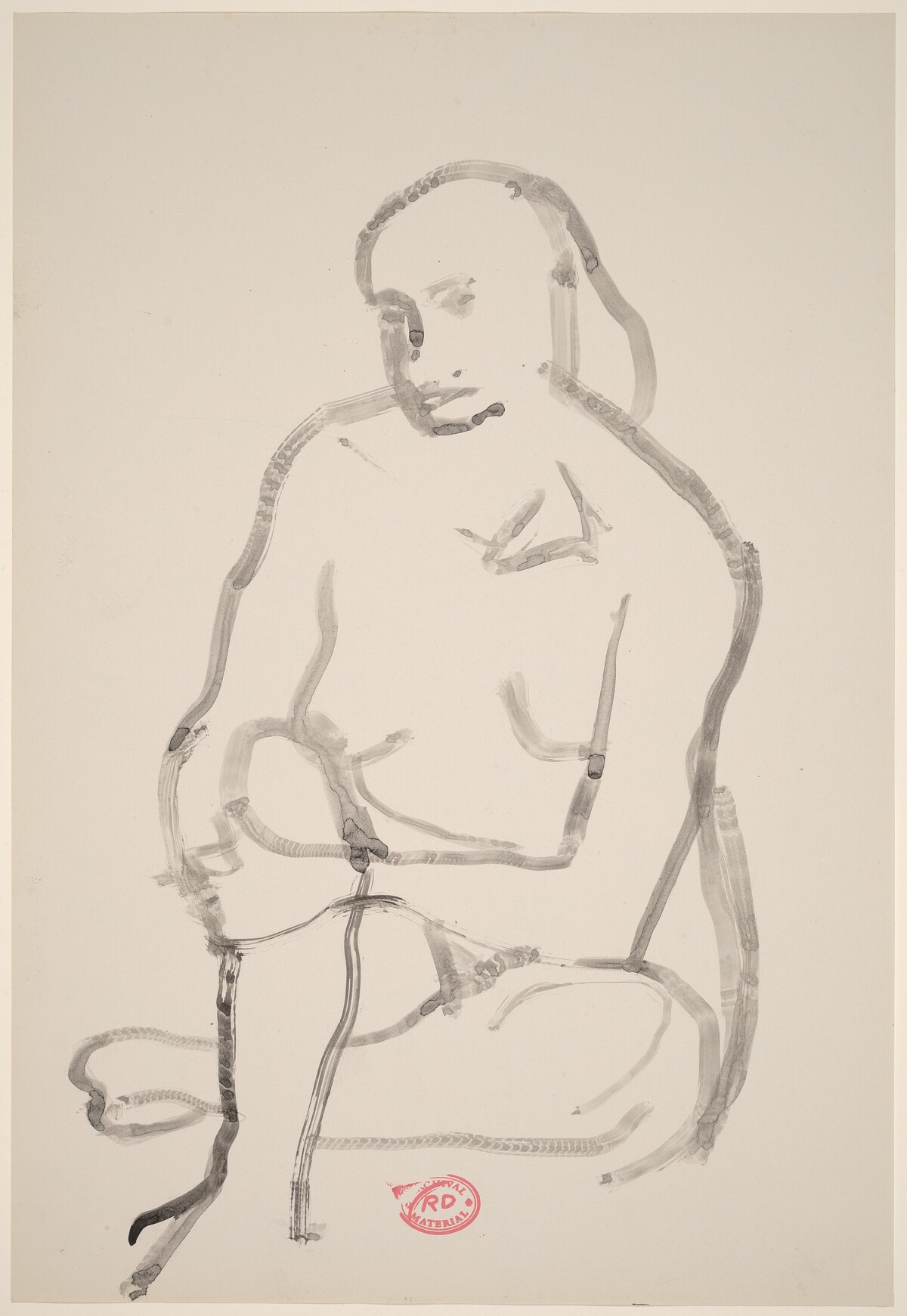 Untitled [seated female nude holding right knee] by Richard Diebenkorn