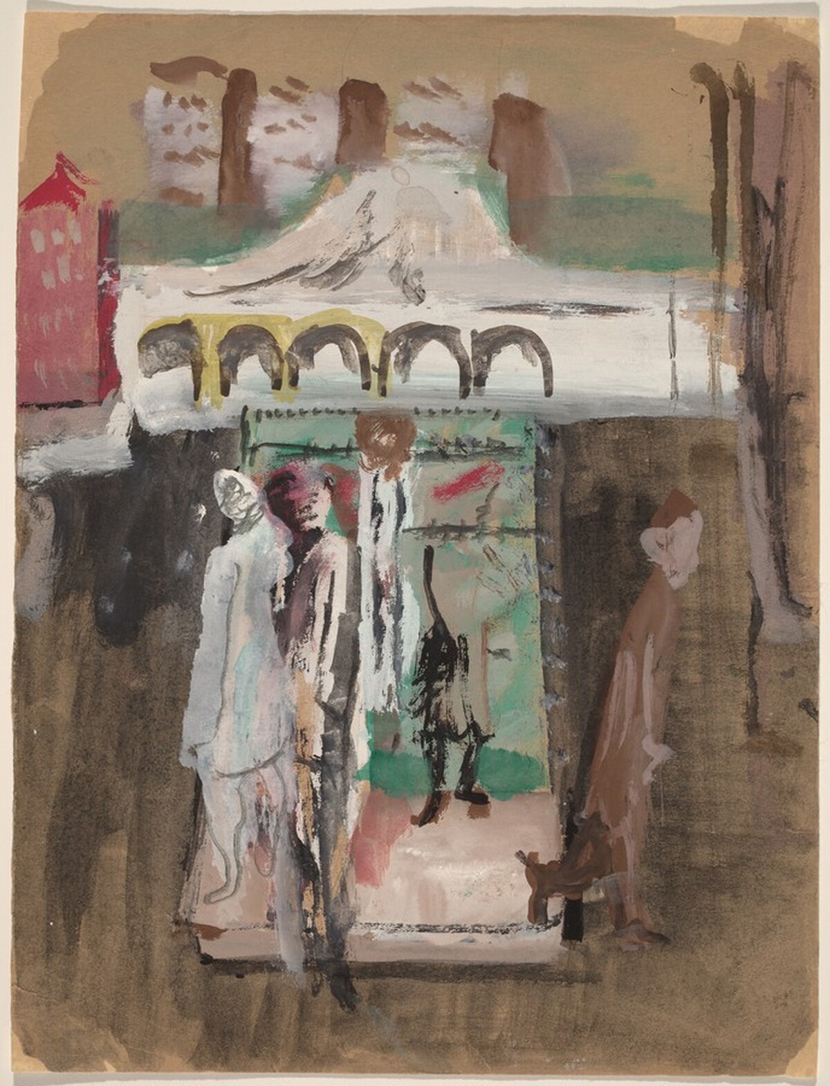 Figures Walking in an Urban Landscape [recto] by Mark Rothko