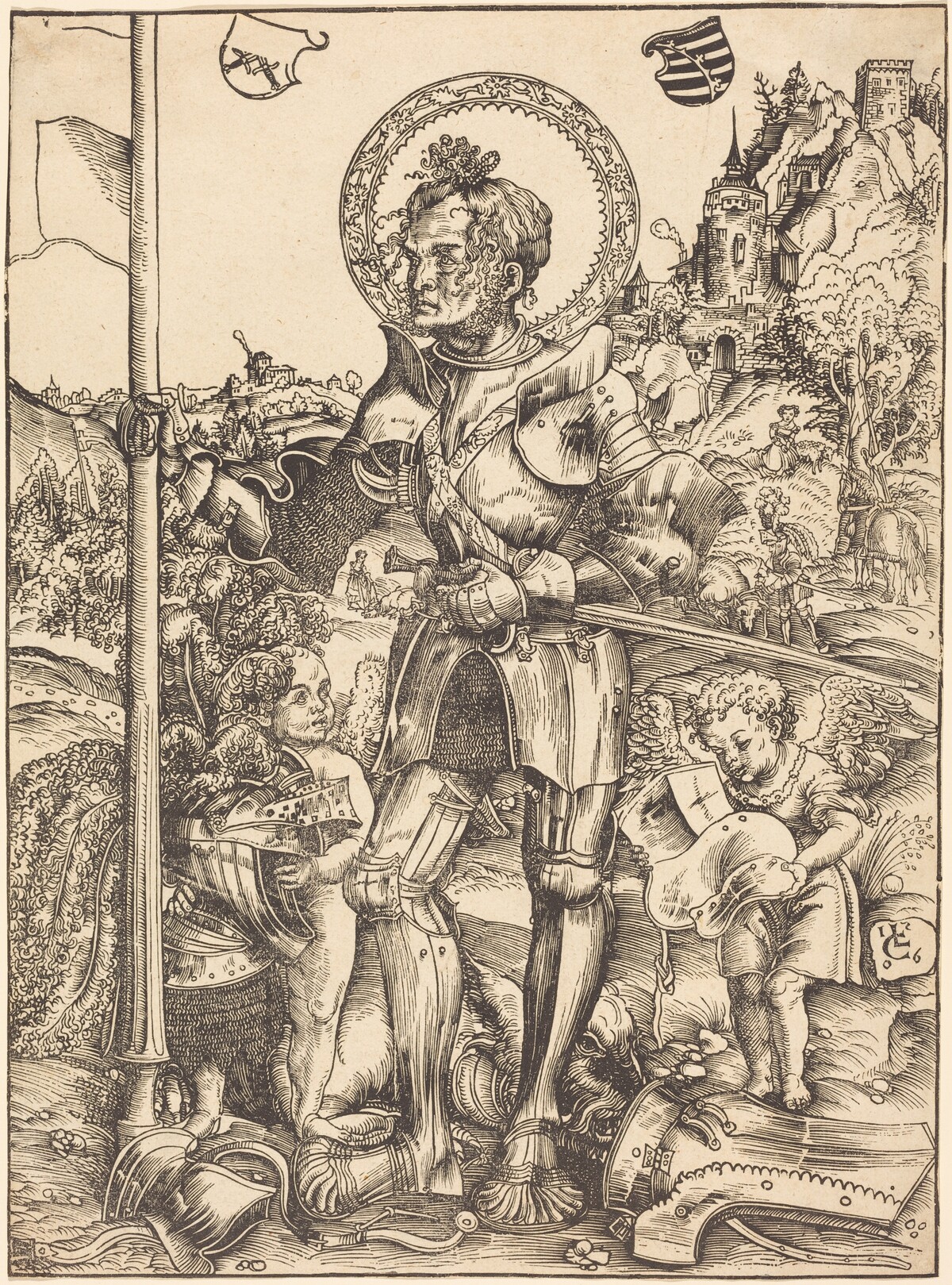 Saint George Standing, with Two Angels by Lucas Cranach the Elder