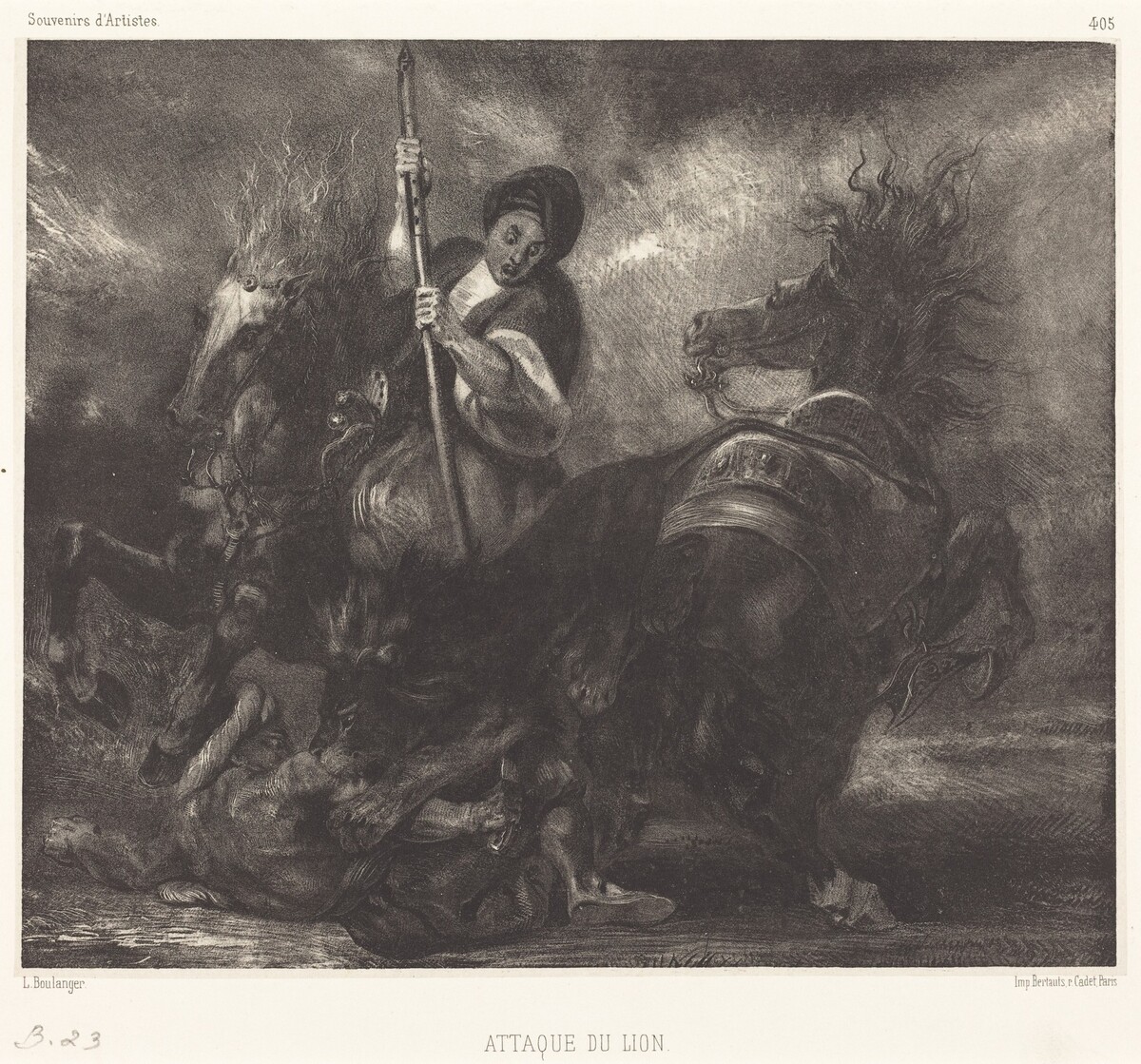 Attaque du lion by Louis-Candide Boulanger