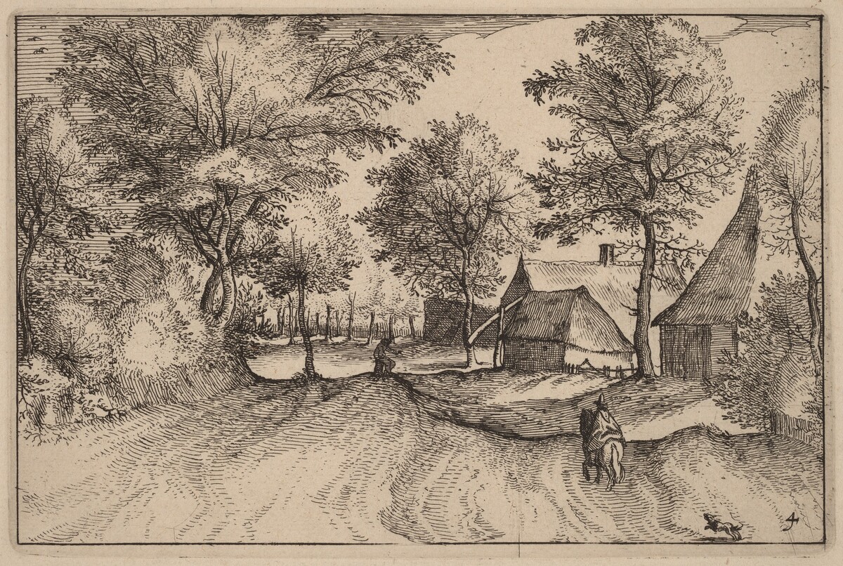 Village Road by Claes Jansz Visscher after Johannes van Doetechum, the Elder after Lucas van Doetechum after Master of the Small Landscapes