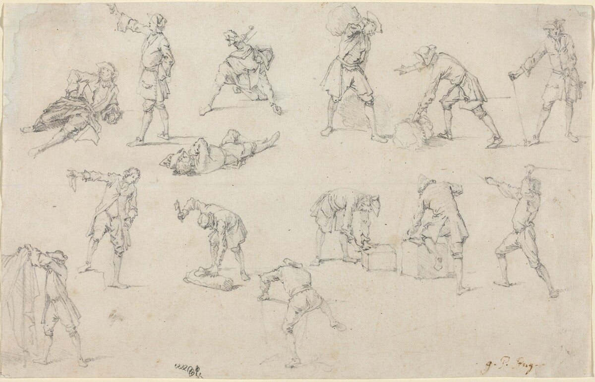 Studies of Soldiers in Camp by Georg Philipp Rugendas