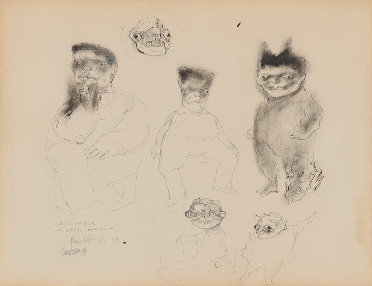 Retrato múltiple del pintor H. Jaimes Sánchez (Portraits of the Painter Humberto Jaimes Sánchez by José Luis Cuevas
