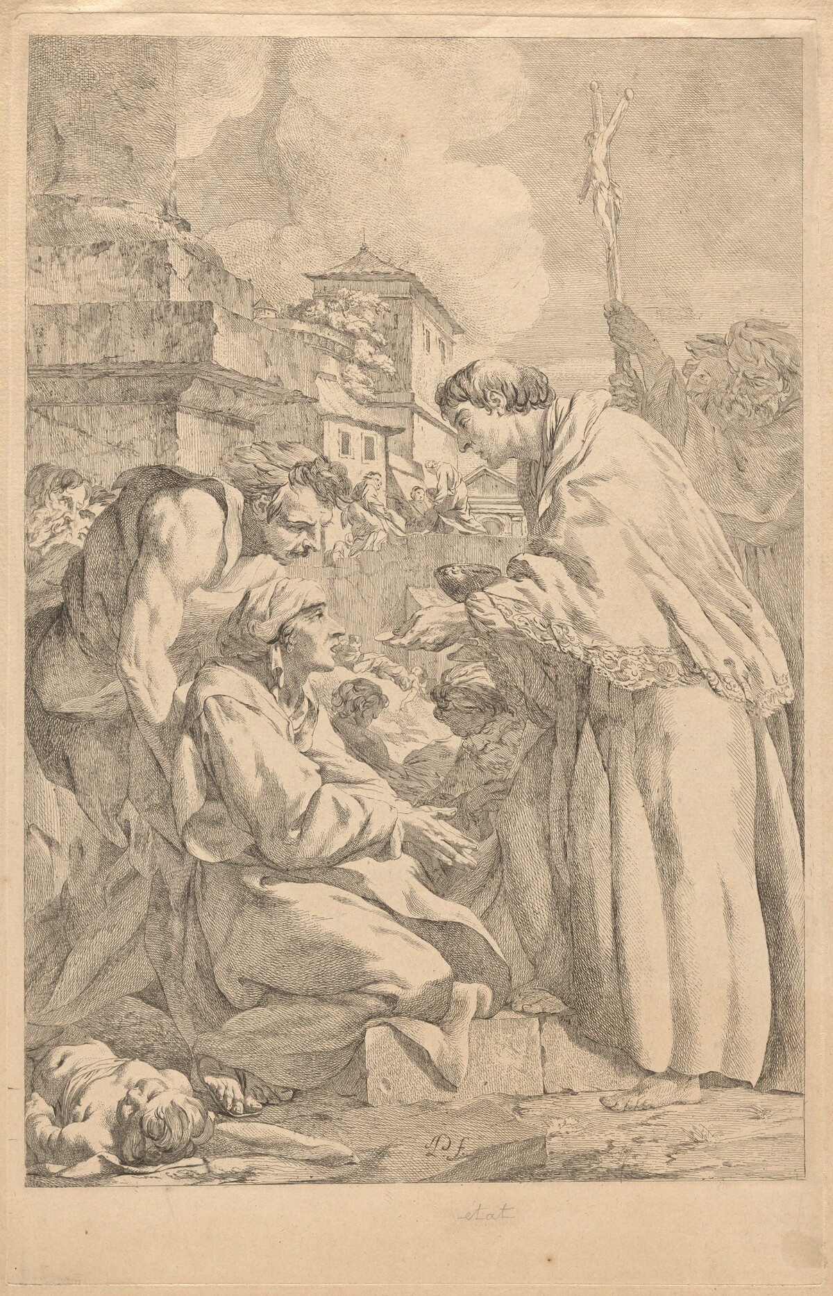 Saint Charles Borromeo Distributing Communion to the Victims of the Plague of 1576 in Milan by Jean-Baptiste-Marie Pierre