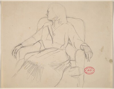 Untitled [woman seated in an armchair looking left]