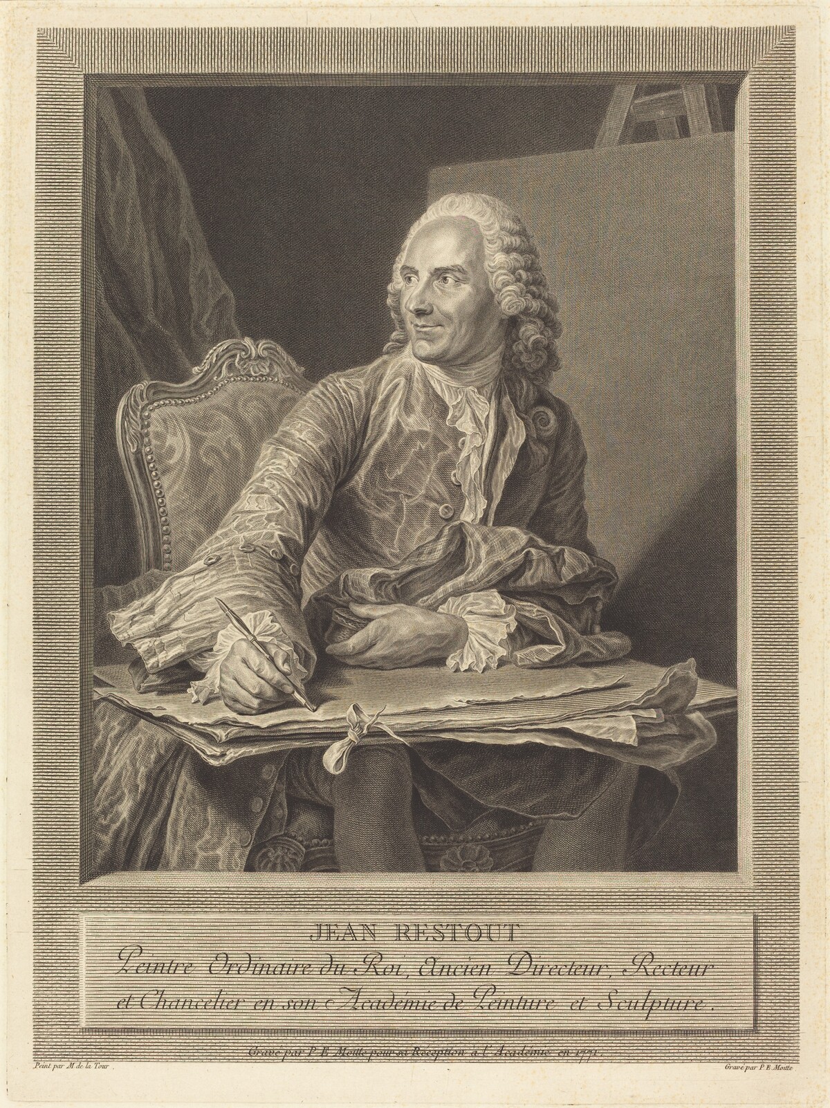 Jean Restout by Pierre Etienne Moitte after Maurice-Quentin de La Tour