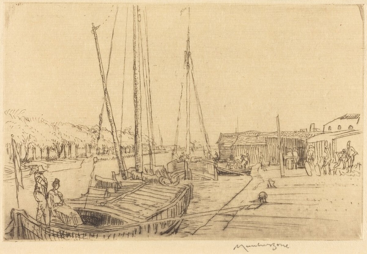 Canal Boats, Near Amsterdam by Sir Muirhead Bone