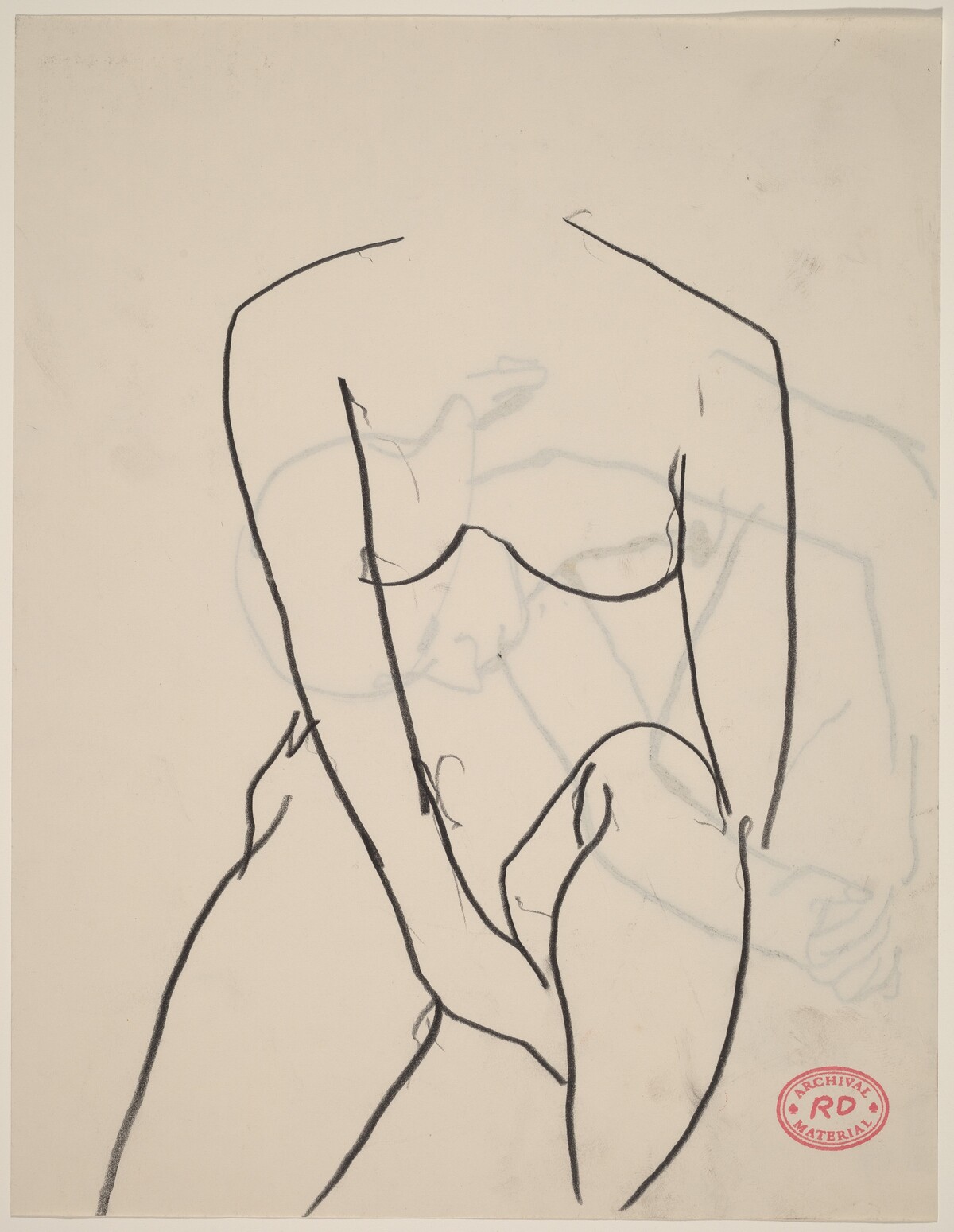 Untitled [seated female nude holding her left thigh] [recto] by Richard Diebenkorn