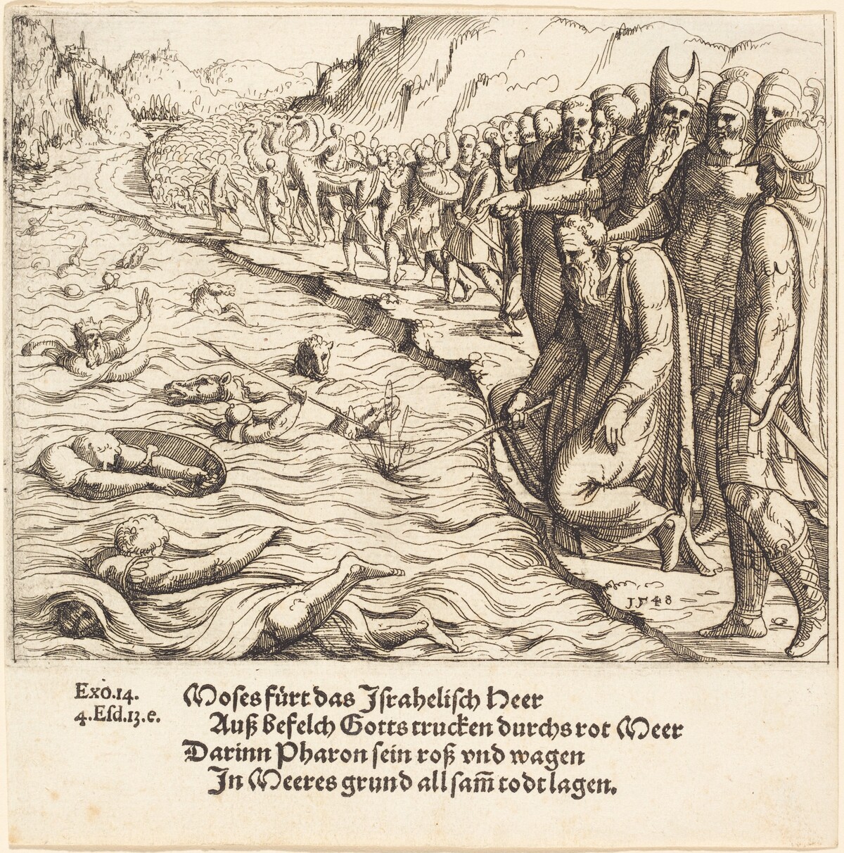 Moses Closing the Red Sea by Augustin Hirschvogel