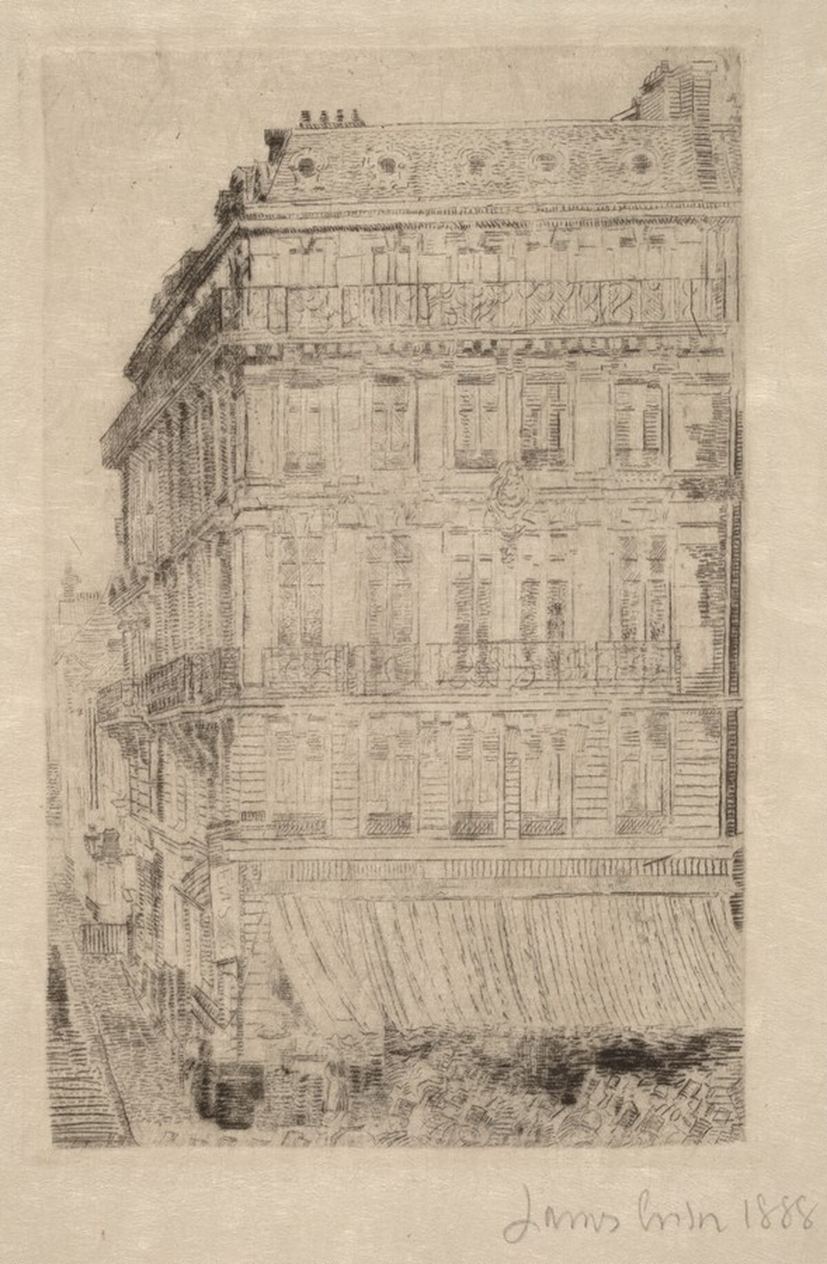 Houses on the Boulevard Anspach in Brussels(Maisons du boulevard Anspach a Bruxelles) by James Ensor