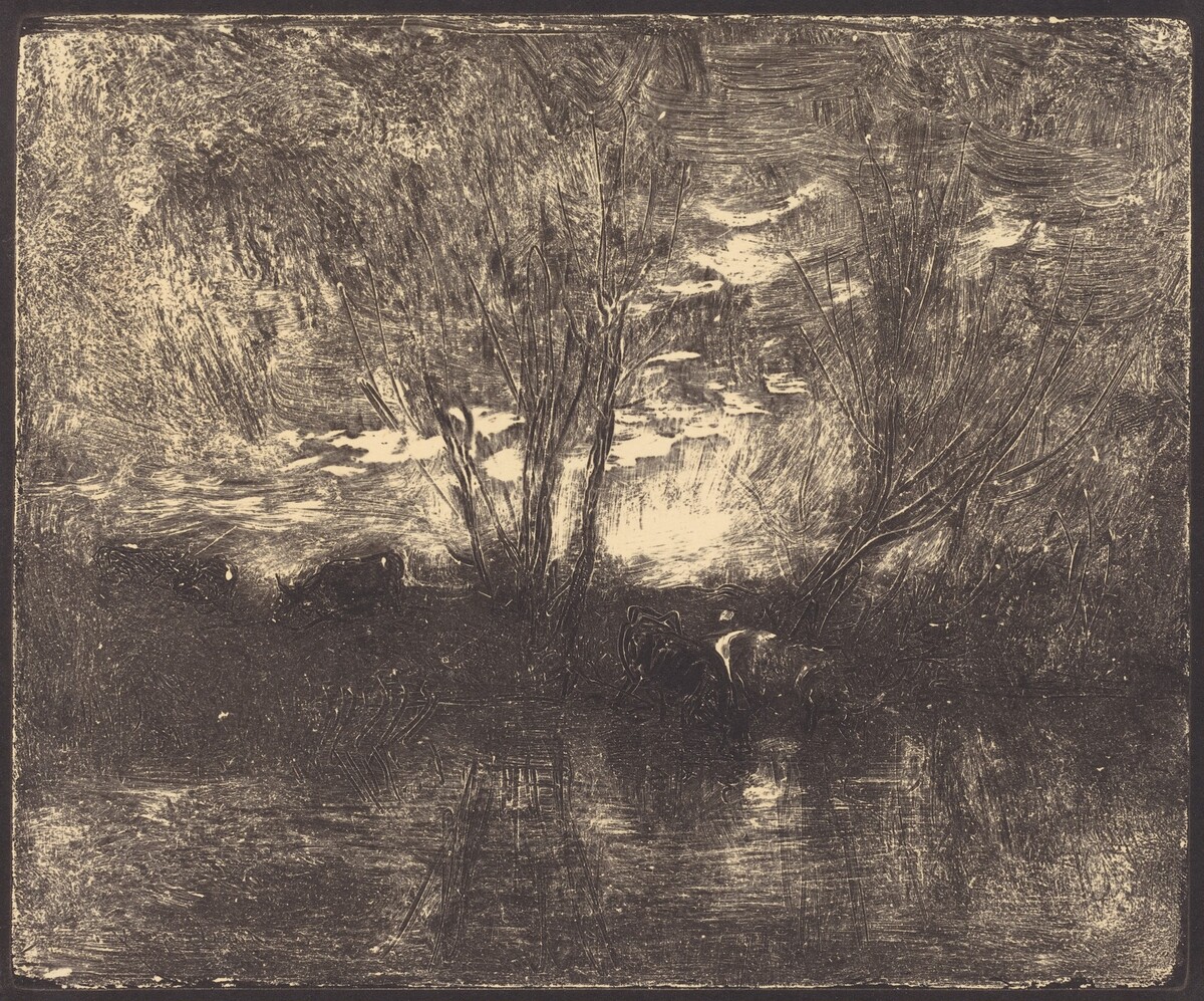 Cows at a Watering Place (Vaches a l'abreuvoir) by Charles-François Daubigny