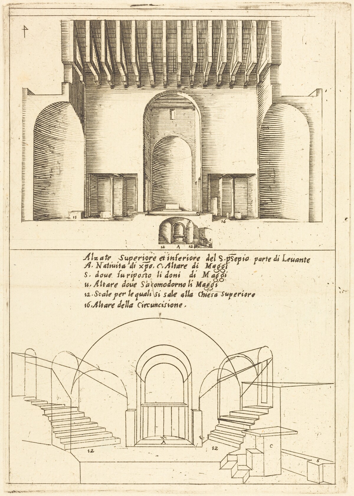 Elevation of the Church of the Holy Manger by Jacques Callot
