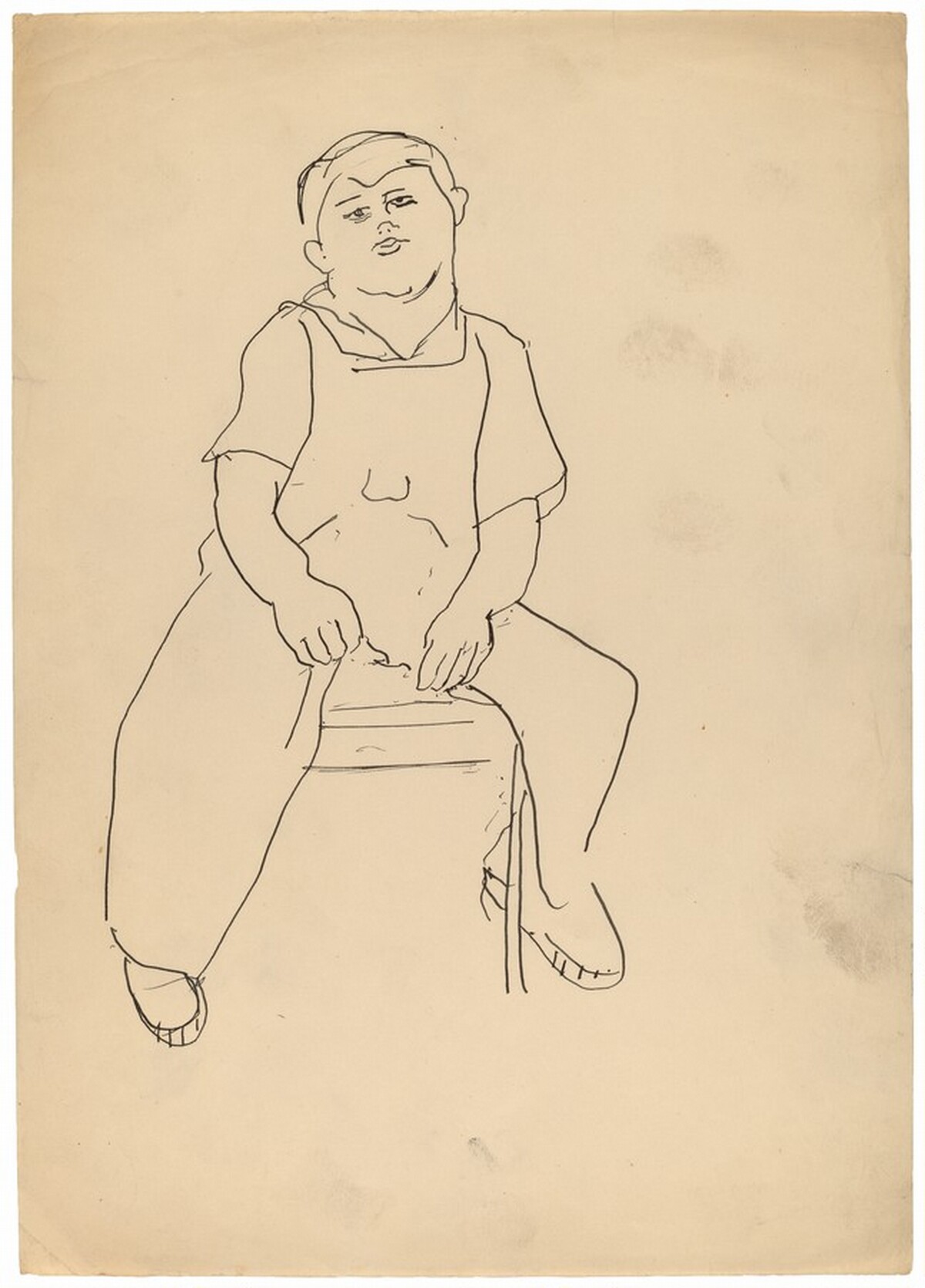 Seated Male Wearing Overalls by Mark Rothko