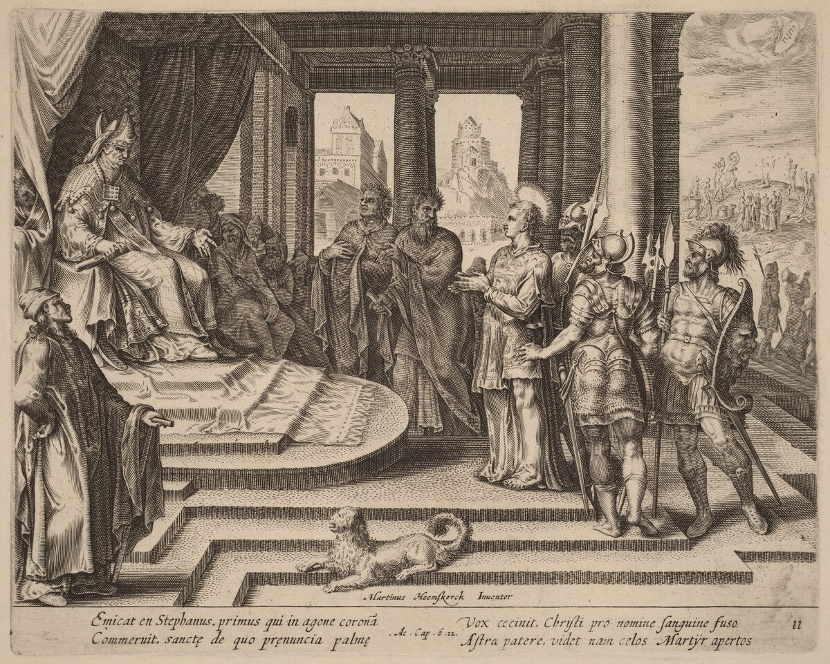 Saint Stephen before the Council by Philip Galle after Maerten van Heemskerck