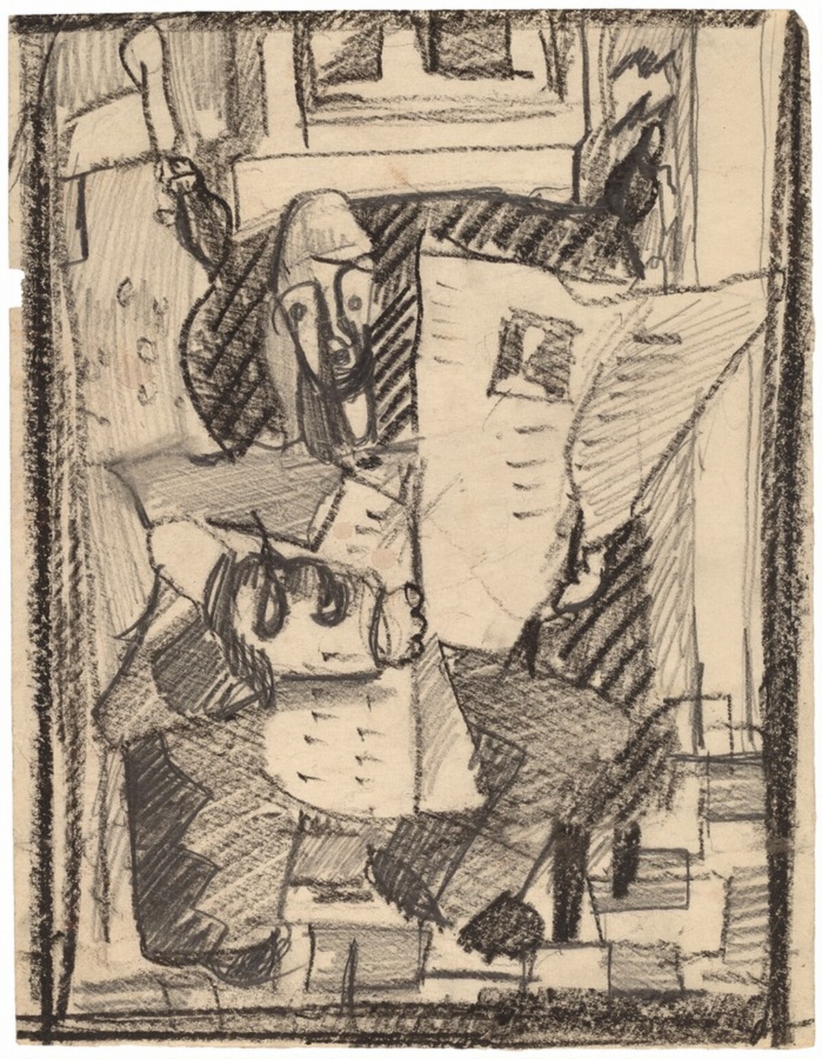 Stylized Study of a Figure Reading a Newspaper by Mark Rothko