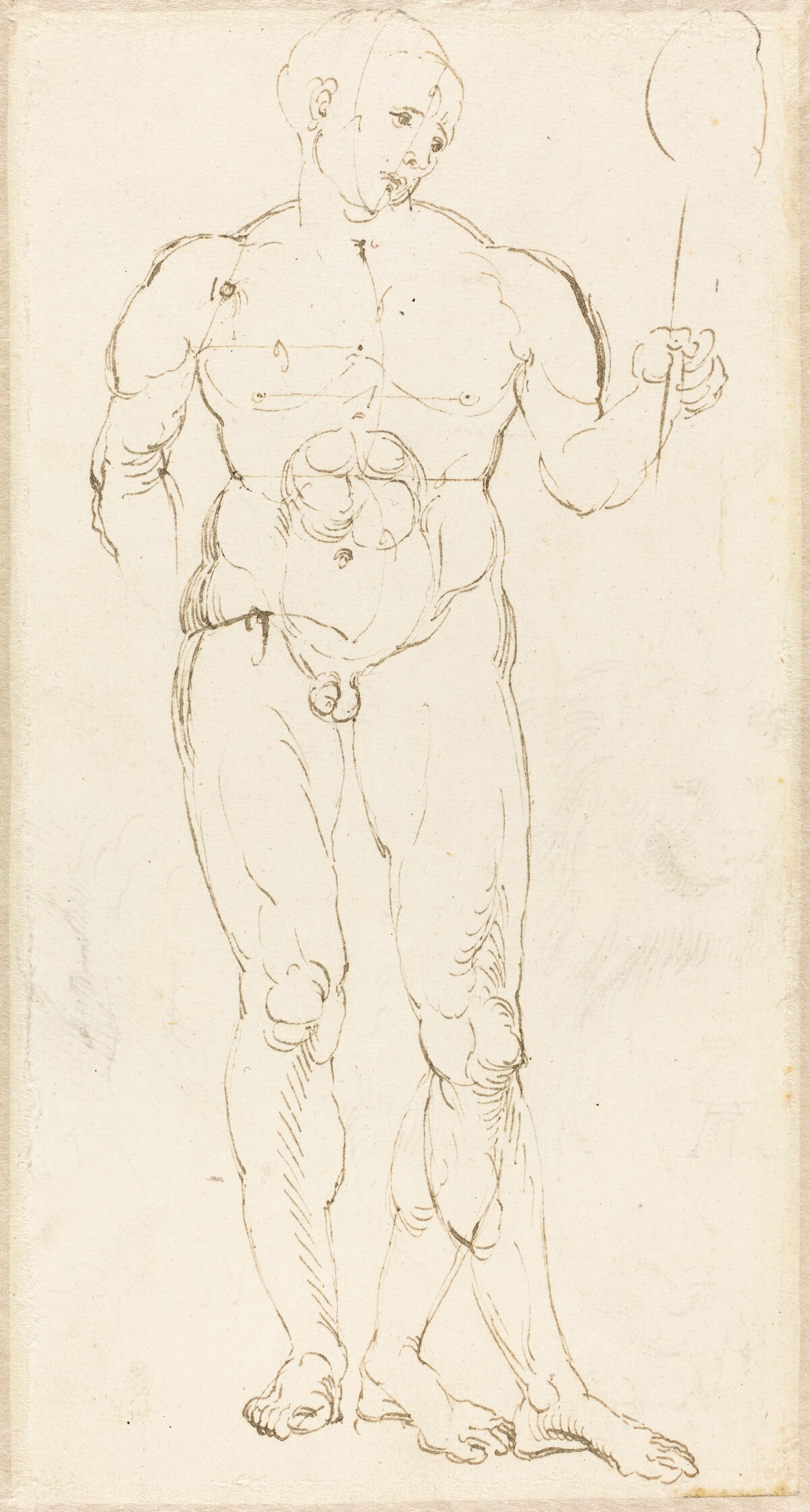 Male Nude Holding a Mirror [recto] by Albrecht Dürer